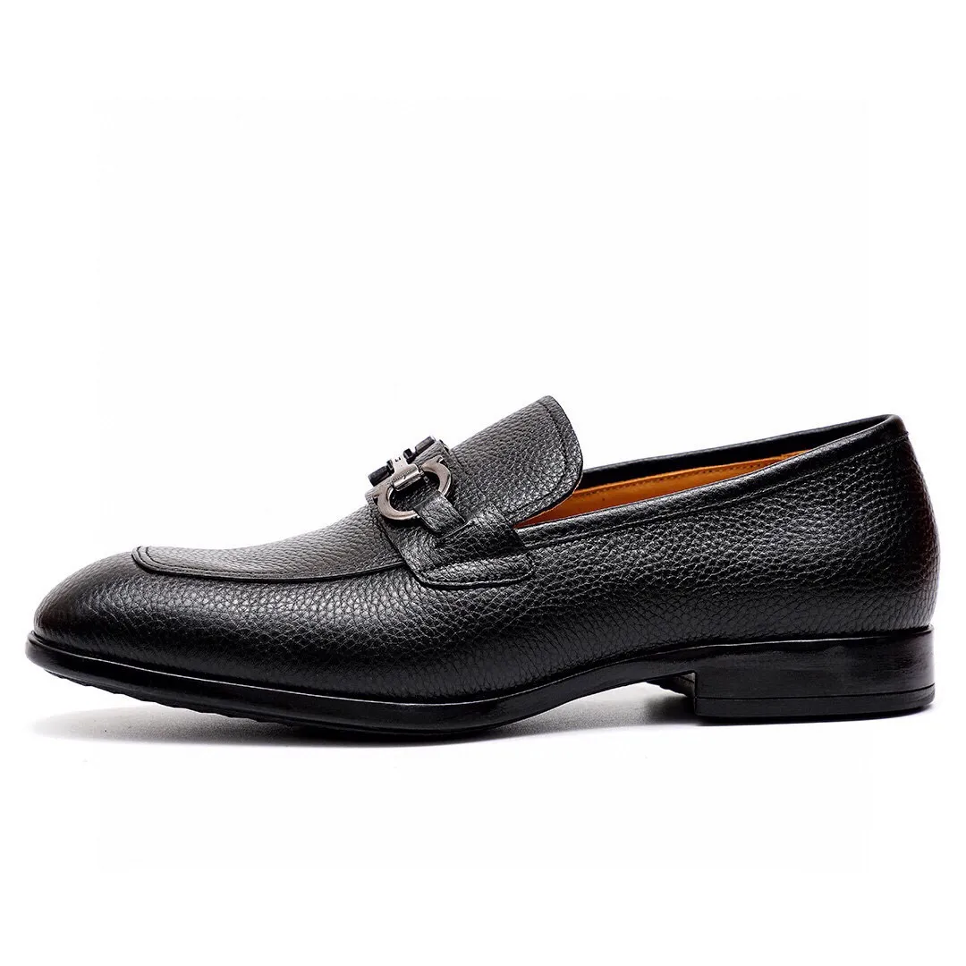 Men's Men's Shoes 💰540 💐[Ferragamo/Ferragamo] New 🐲Ferragamo* Ferragamo classic formal leather shoes! It uses imported first-layer pebbled cowhide leather upper + luxurious hardware buckle, and the inner first-layer comfortable cowhide leather lining! Original rubber outsole! Code number 38-44 (45🉑️customized)